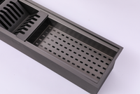 Organisateur d'évier multifonctionnel en acier inoxydable pour poste de travail, avec égouttoir de comptoir, porte-vaisselle, zone de séchage de tasses et compartiment de rangement