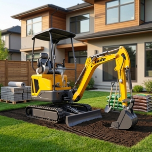 Mini-excavatrice 1,6T, petite pelle de 1600 kg avec chenilles en caoutchouc de haute qualité et machine à chenilles hydraulique à deux vitesses - Product Image 5