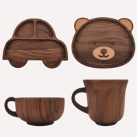 Houten/Bamboe Plank met Houtnerf, Zwarte Walnoot Kaasplank, Koffie- en Thee Servies, Fruitplateau, Feest- en Dinerborden