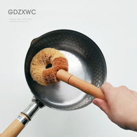 Sikat Dapur OEM ODM Panjang 245mm Kemasan Individual, Bulu Sikat Serat Kelapa Kayu Beech, Sikat Pembersih Botol, Piring, Panci