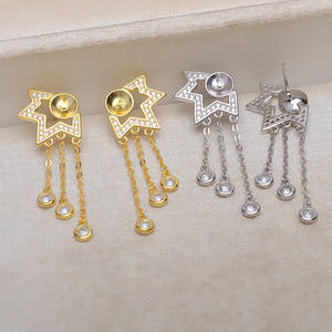 Pendientes de Plata S925 con Corona y 6-7 Perlas, Pendientes Colgantes Finos Personalizados para Mujer, Accesorios DIY con Bandeja Vacía 1073 - Product Image 1