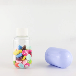 Bouteilles en plastique portables en forme de capsule de 60ml/80ml/100ml avec logo personnalisable <span class=keywords><strong>pour</strong></span> cosmétiques <span class=keywords><strong>huiles</strong></span> <span class=keywords><strong>essentielles</strong></span> gels douche scellage à la presse - Product Image 4