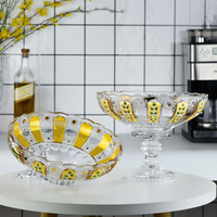Goudkleurig ingelegd, gegraveerd, licht luxe kristallen glas, onregelmatig gevormd fruitschaal voor thuis, woonkamer, creatief design