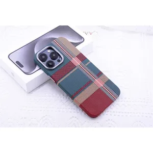 Luxury Carbon Fiber Phone Case Magnetic PC Phone Cover With Metal Camera Frame For IPhone 15 Pro Max