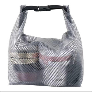Portable Mesh Makeup <b>Bag</b> Lightweight Travel Toiletry Organizer For Cosmetic Storage With Drawstring Closure Rectangle Shape - Product Image 3