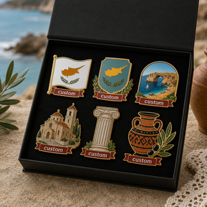 Set de Regalo de Pin Esmaltado Personalizado con Símbolo de Chipre, Pin de Solapa de Olivo y Costa, Souvenir Turístico <span class=keywords><strong>Mediterráneo</strong></span>, Venta al por Mayor - Product Image 1