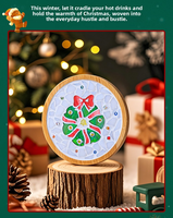 Kit de Mosaïque de Noël pour Sous-Verres en Bois Carrés et Ronds de 10 cm – Bricolage Créatif, Jouet Éducatif STEM, Cadeau de Vacances pour Enfants, Fait Main, OEM