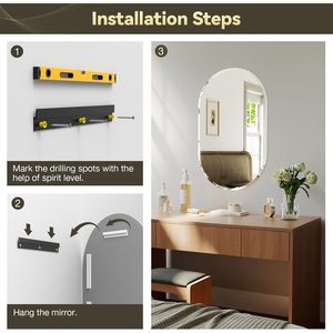 Brightify Frameless Oval <b>Mirror</b> Multiple Sizes Beveled Edge Bathroom Vanity <b>Mirror</b> Modern Farmhouse Style - Product Image 4