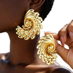 Pendientes Colgantes en Espiral con Textura Dorada, Estilo Retro Vintage, para Mujer, Joyería de Regalo - Product Image 4