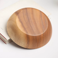 Moderne massief acacia houten schaal borden geheel van één stuk servies salade serveerschaal fruit noten granen ondiepe mond party houten bord