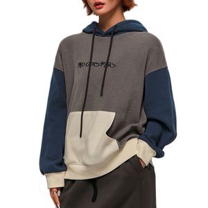 Sweat-shirt à capuche personnalisé pour femme, tricoté, brodé, décontracté, automne, color block, logo frontal - Product Image 3