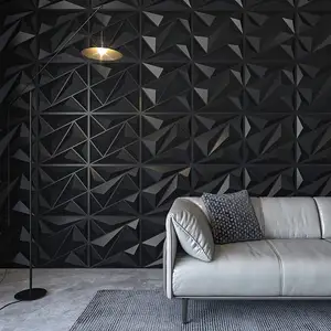 New diamond design matt black color 3d wall panels pvc for game room