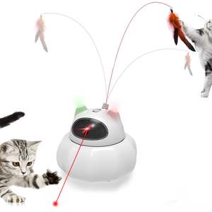 Jouet pour chat rotatif à 360 °-Combo laser et plumes rechargeable par USB avec réveil automatique - Product Image 1