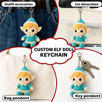 Porte-clés personnalisé en peluche, poupée elfe 10 cm, mini-fée en peluche, breloque mignonne pour sac, rembourrage en coton PP, porte-clés brodé