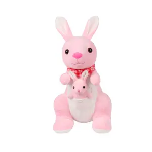 Canguro de peluche de alta calidad OEM ODM, bajo pedido, canguro de peluche rosa, Animal de jungla salvaje personalizado, juguete con bebé