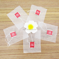 Sachets de thé vides triangulaires de haute qualité avec logo personnalisé, sachets filtrants en nylon thermoscellables en forme de pyramide avec ficelle et étiquette