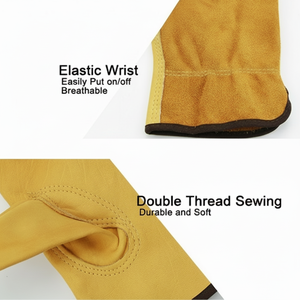 Gants de travail en cuir jaune pour hommes et femmes Gants de sécurité et de jardinage pour conducteurs utilitaires à usage général - Product Image 1