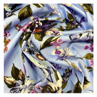100% Polyester Satin Tissu Soie Tissu Personnalisé Fleur Imprimé Floral Stretch Satin Tissu pour Vêtements