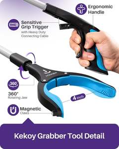 Outil <span class=keywords><strong>de</strong></span> préhension pliable, pince à ordures rotative, bâton <span class=keywords><strong>de</strong></span> ramassage des déchets léger <span class=keywords><strong>pour</strong></span> le nettoyage à domicile et en extérieur - Product Image 4