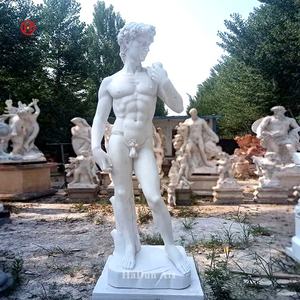 Scultura di David in Marmo Greco-Romano Scolpita a Mano in Pietra Naturale per Decorazione Esterna Classica - Product Image 3