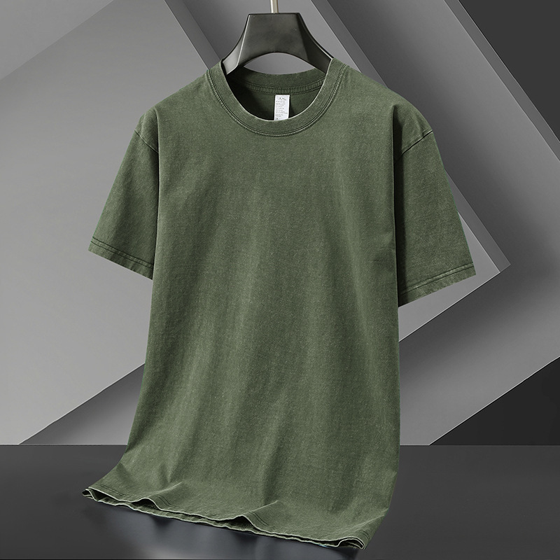 T-shirt vert 260g (délavé et vieilli)