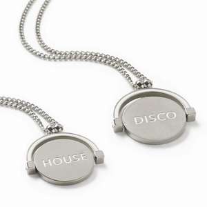 Collar con Colgante Giratorio de Moneda con Grabado Personalizado de <span class=keywords><strong>Blessed</strong></span> Disco House, para Aliviar el Estrés, Chapado en Oro, Joyería de Acero Inoxidable - Product Image 3