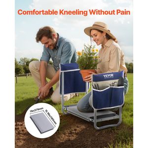 Heavy Duty 11 in Wide Garden Kneeler Seat <b>Folding</b> Garden <b>Stool</b> with 2 Tool Bags Convenient Kneeling Pad with Relief - Product Image 2