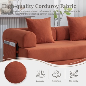 Canapé moderne de luxe personnalisé pour espace de détente, deux places, en velours côtelé, avec structure métallique robuste, pliable et compressible, pour salon - Product Image 3