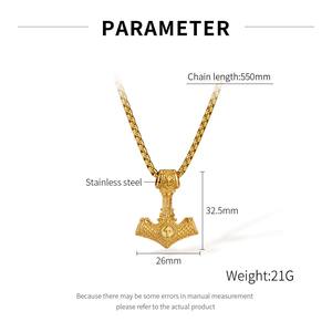 İskandinav Viking paslanmaz çelik altın kaplama Viking üçgen thor'un çekiç kolye - Product Image 2