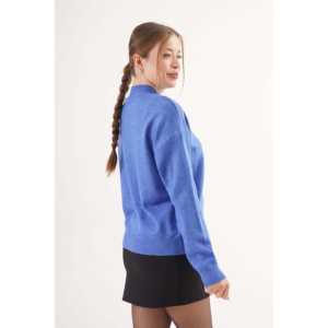 Suéter de Punto con Cuello Alto Saks para Mujer, Manga Larga, Casual, Anti-Pilling, Azul - Product Image 3