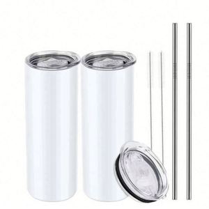 Vaso térmico delgado blanco de 20 oz para sublimación DIY, con tapa antiderrames y pajita de plástico, ¡novedad 2024, superventas, en stock, envío gratis! - Product Image 3