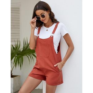 Salopette Courte Femme d'Été Décontractée en Coton et Lin, Bretelles Réglables, avec Poches, Respirante, Coupe Ample - Product Image 4