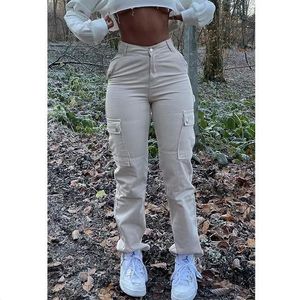 Nuevos pantalones holgados <span class=keywords><strong>Cargo</strong></span> para <span class=keywords><strong>mujer</strong></span> a la moda, pantalones vaqueros informales para <span class=keywords><strong>mujer</strong></span>, ropa informal estilo hip-hop con múltiples bolsillos, pantalones vaqueros holgados de cintura baja - Product Image 4