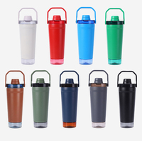 Bouteille d'eau isotherme en acier inoxydable personnalisée de 20 oz, avec poignée portable pour le sport, la salle de sport, les boissons froides et chaudes