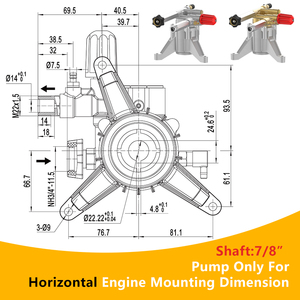 Pompe axiale manuelle Kuhong à arbre vertical 2500PSI/2700PSI avec soupape de décharge, pièces de rechange pour lave-auto - Product Image 4