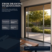 Portes coulissantes en aluminium sur mesure, système de 4 panneaux en verre pour ouvertures larges de patios commerciaux, balcons et projets de jardins