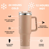 Gobelet isotherme en acier inoxydable de 40 oz avec poignée, design personnalisé pour le café, le thé et l'usage quotidien