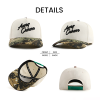 Casquette de baseball unisexe à 5 panneaux brodée sur mesure, taille ajustable, casquettes de baseball structurées de qualité supérieure, camouflage