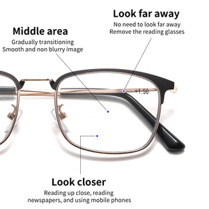 Gafas de Lectura Progresivas Fotocromáticas Ópticas para Hombre 2026, Cambio de Color, Anti Luz Azul, Aleación de Oro Negro y Plata, Lentes Fotogris - Product Image 4