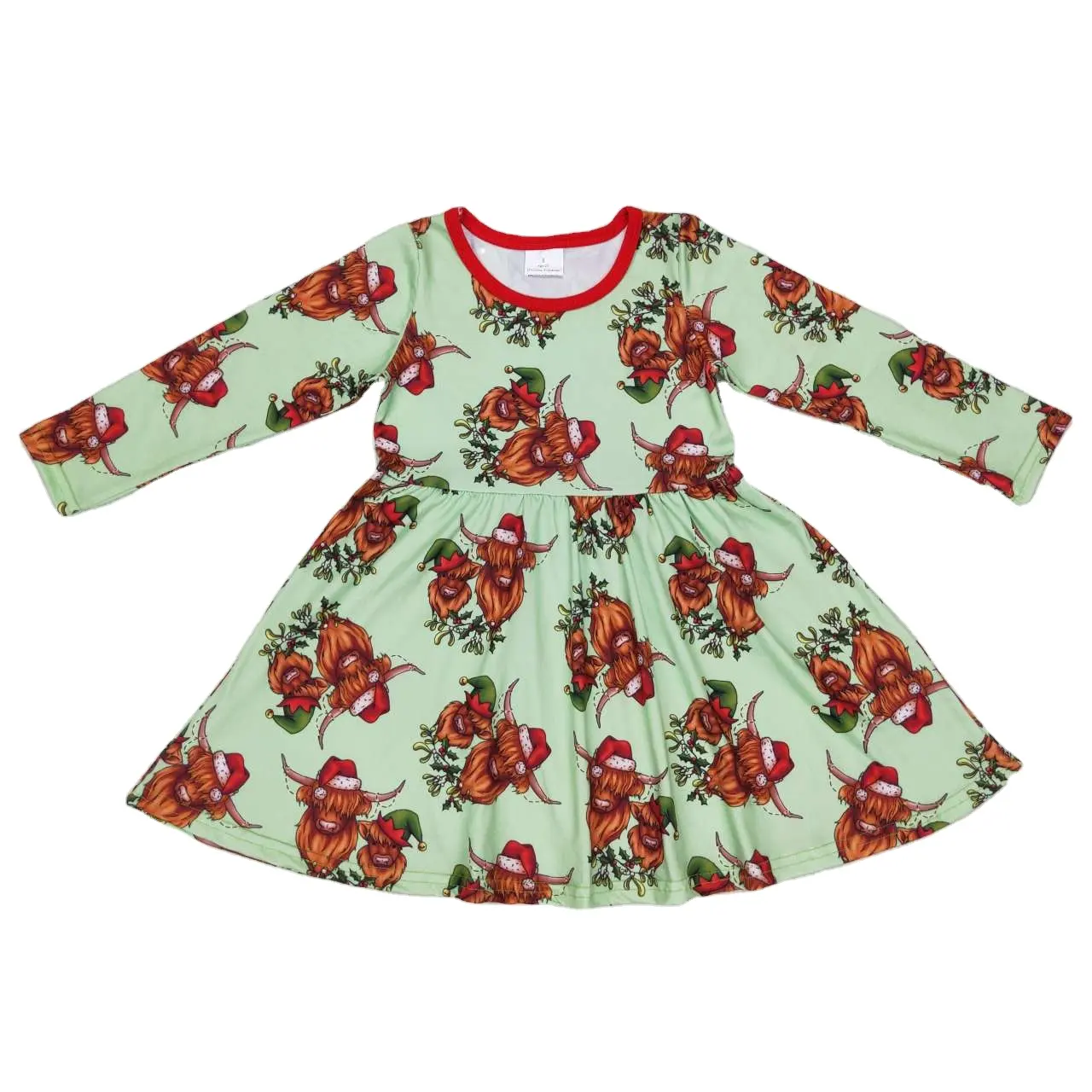 Niñas Navidad árbol rojo invierno vaca túnica vestidos de manga larga Boutique niñas vestido niños ropa