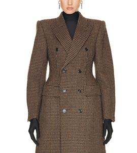 Primavera moda stile coreano Chic petto una fila di bottoni progettato <span class=keywords><strong>Trench</strong></span> lungo cappotto scozzese da <span class=keywords><strong>donna</strong></span> sottile - Product Image 2