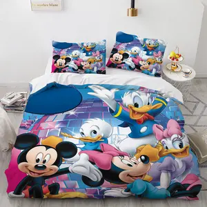 Minnie conjunto de cama de desenho animado, jogo de cama com lençol, capa de edredon, queen, size, king size, 3d, impressão personalizada, crianças