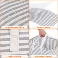 Panier à linge pliable imperméable personnalisé en toile de coton rayée, grand panier à linge pliable avec poignées