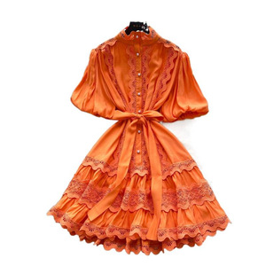 Abito da donna in pizzo alla francese, alla moda, che avvolge la vita, dal <span class=keywords><strong>look</strong></span> snellente ed elegante. Gonna a forma di A. - Product Image 2