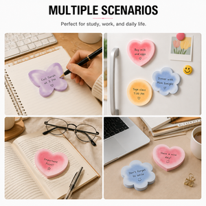 Blocs-notes adhésifs personnalisés en forme d'esthétique originale (papillon, cœur, fleur) – Adhésion forte, papier premium pour le bureau, l'école et les rappels quotidiens - Product Image 3