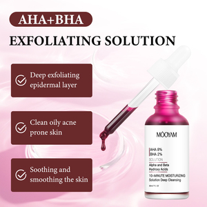 Aha 8% + BHA 2% giải pháp làm sạch sâu huyết thanh trên khuôn mặt OEM nhãn hiệu riêng sản phẩm chăm sóc da mooyam giải pháp dưỡng ẩm 10 phút - Product Image 5