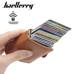 Baellerry K9121 degli uomini breve supporto di carta multi-card in lega di alluminio anti-furto pennello magnetica RFID portafoglio