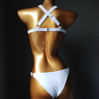 Haut de bikini exotique sexy une pièce en polyester avec diamant pour femmes vêtements de danse body taille basse pantalon maillot de bain