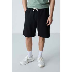 Shorts pour homme en coton noir, épais, doux, texturé, coupe standard, basique - 81275 - Noir - Product Image 3