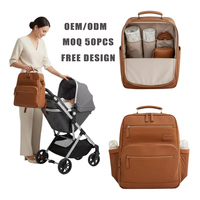 Sac à dos à langer élégant en cuir végétalien grande capacité pour nouveau-nés, fabrication OEM/ODM en marque blanche, fabricant en gros
